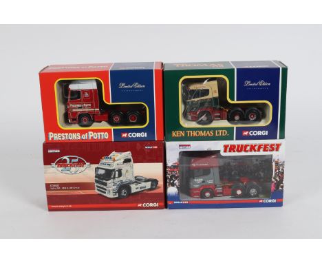 4 Corgi Limited Edition Tractor Units. A Truckfest CC13702 Scania R Series, Garn Transport. A Truckfest 25 CC13523 Volvo FM, 