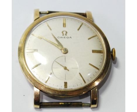 Gent's Omega 9ct gold watch, manual, c. 1955, no strap. Condition Report Not running.  No logo on winder.  Winder does not tu