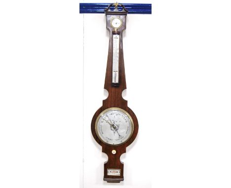 Late Victorian rosewood banjo barometer, maker Croce of York, 99cm high.