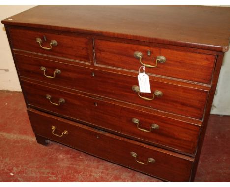 George III mahogany chest with two short and three long drawers on bracket feet, 92cm high and 109cm wide.