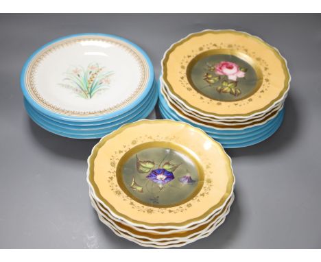 A 19th century Worcester botanical part dessert service ( 9-pce) and a Paris porcelain botanical part dessert service (9-pce,