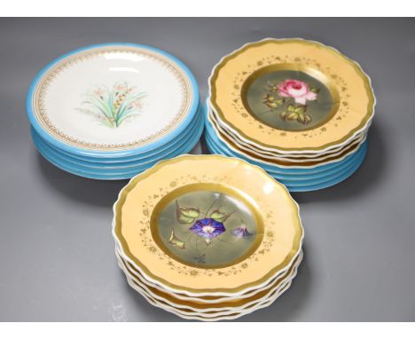 A 19th century Worcester botanical part dessert service ( 9-pce) and a Paris porcelain botanical part dessert service (9-pce,