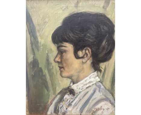 Lewellyn Petley-Jones (1908-1986) Canadianunframed oil on canvas,'Mrs Graham Eyre',signed and dated '69,55 x 46cm, unframed