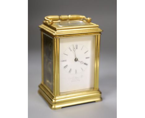 A large late 19th century French brass carriage clock, height 15cm