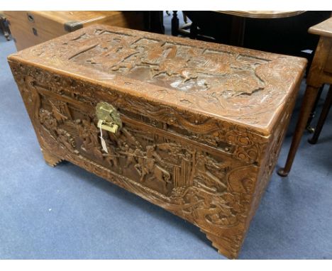 A Chinese camphorwood trunk, length 103cm, depth 51cm, height 58cm