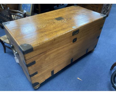 A 19th century brass mounted camphorwood trunk, width 104cm, depth 52cm, height 58cm