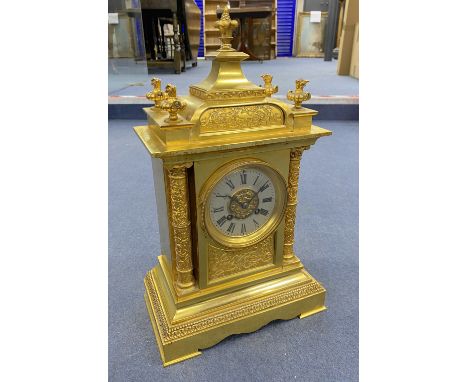 A Victorian ormolu mantel clock, height 40cmCONDITION: Gilding to the case looks original but has some oxidisation spots scat