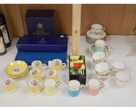 A group of mixed ceramics, including a Wedgwood white-glazed strawberry set, a three boxed items of Royal Worcester, comprisi