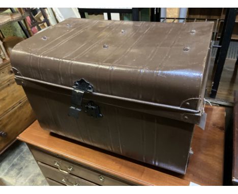 A late Victorian painted metal trunk, length 60cm, depth 42cm, height 41cm