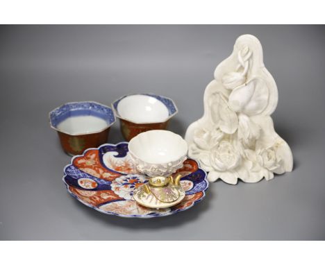 A small quantity of Japanese ceramics including a miniature Satsuma teapot