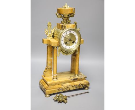 A French gilt metal and marble mantel clock, height 43cm