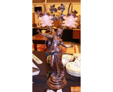 Bronzed figurine lamp base