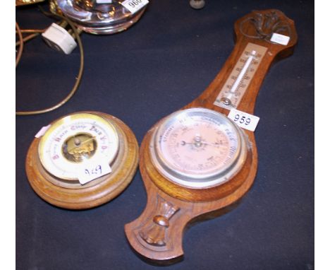 Banjo aneroid barometer thermometer by Chadborne of Liverpool and another example