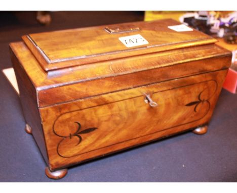 Walnut sarcophagus tea caddy