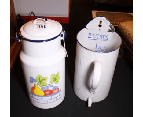 Two French enamel jugs