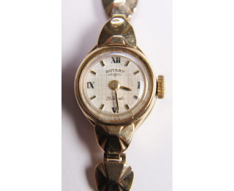 Ladies Rotary 21 jewel 9 ct gold wristwatch on 9ct gold bracelet. 11.3g