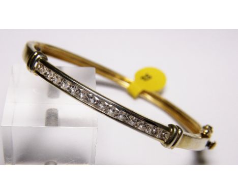 Sterling silver gold plated stone set bangle