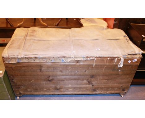 Large pine trunk on ceramic castors 