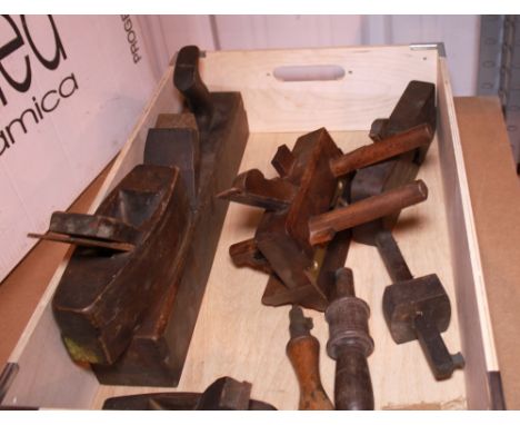 Box of antique woodworking tools