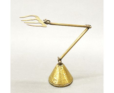 A rare 19th C weighted brass patent safety toasting fork.