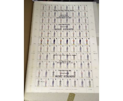 STAMPS: CHANNEL ISLANDS : Folder of Army Uniforms stamps in sheets