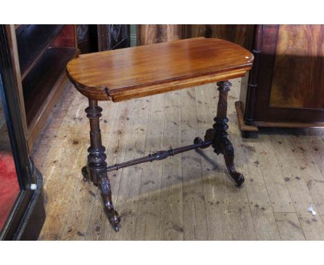 Victorian walnut foldover card table