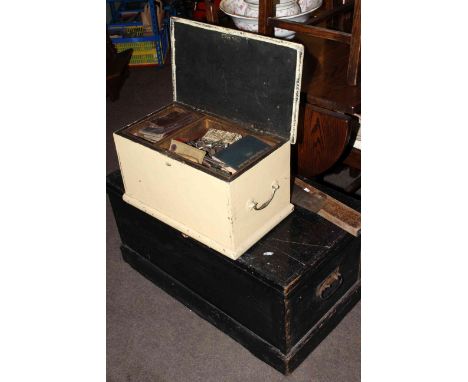 Vintage pine tool box, smaller tool box and selection of tools