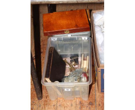 Military badges, tools, magnifying glass, etc