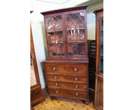 Mahogany secretaire bookcase, first third of 19th Century, 100.5cm