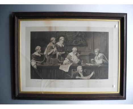 After SIR ARTHUR CLAY (1842-1928) Framed, glazed, unsigned, 19th Century, print, title to work ‘The Criminal Court of Appeal’