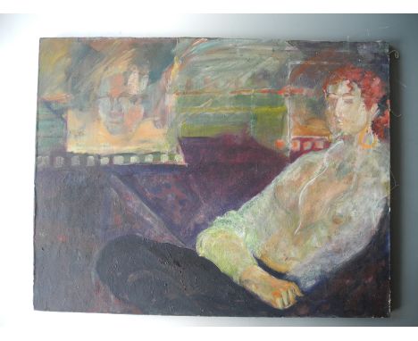 ALAN HOBSON. Pair of unframed, unsigned, 20th Century, oil on canvas, to include one ghost like portrait study of a woman, an