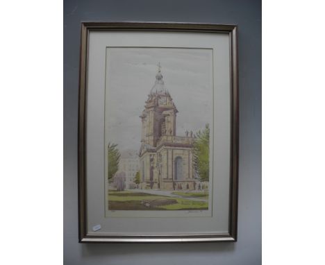 J L S SURMAN. Framed, glazed, signed, dated 1909, numbered print, title to work ‘The Cathedral Church of Saint Phillip Birmin