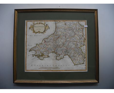 ROBERT MORDEN (fl.1650-1703) Framed, glazed, unsigned, 18th Century, print, title to work ‘South Wales, detailed map which wa