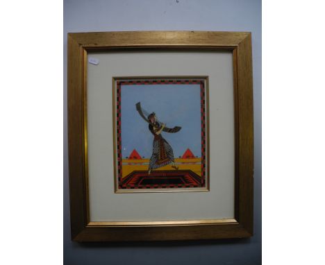 EMILE GALLOIS (1882-1965) Framed, glazed, signed, 20th Century, print, portrait of an ancient Egyptian lady striding across a