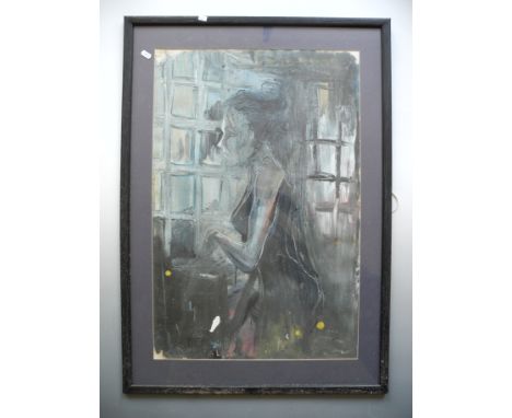 *K M MELVILLE. Pair of works, to include one framed, glazed, unsigned, 20th Century, acrylic on paper, portrait of a clown’s 