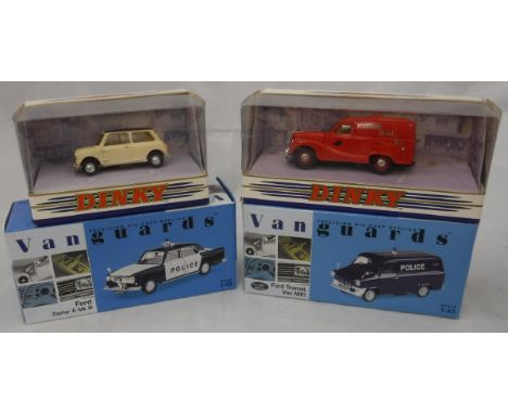 A collection of Lledo Vanguards model Police vehicles including Ford Transit Mk I van and boxed trailer Strathclyde Police Do