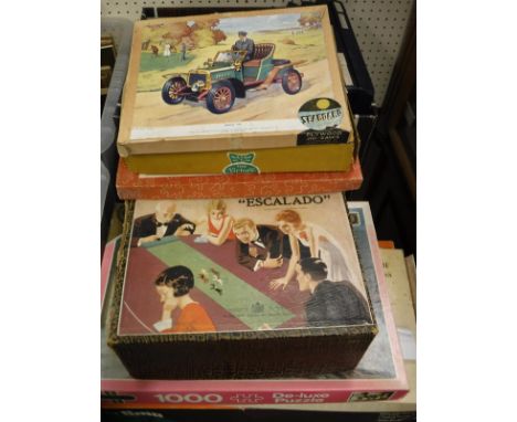 A Chad Valley "Escalado" horse racing game, boxed, Lima HO scale train set (incomplete), three various puzzles, and a Parker 