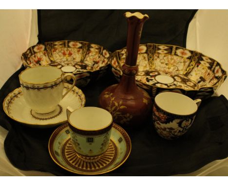 Two Royal Crown Derby scallop edge Imari pattern bowls, both marked 2825, together with various further Royal Crown Derby war