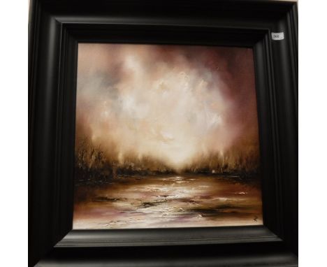 CHRIS AND STEVE ROCKS "Hidden Retreat", an abstract landscape study, oil on canvas, initialled lower right, signed by both Ar