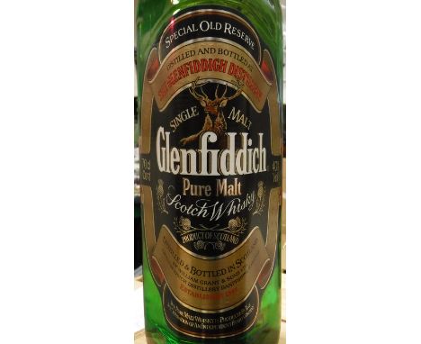 One bottle Glenfiddich Pure Malt Scotch Whisky Special Old Reserve, in original tin case