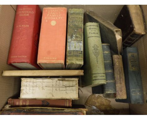 A box of books relating to cookery, to include MRS RUNDELL "Modern Domestic Cookery", published London by Milner & Co. Limite