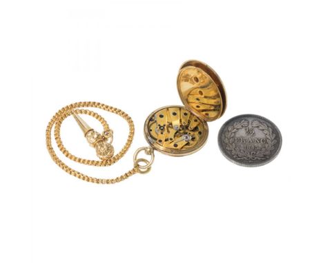 LEZEL miniature pocket watch in gold and enamel. It is decorated with the royal coat of arms of Queen Elizabeth II.Mr de Blon