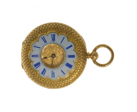 BADOLLET GENEVA" 18K yellow gold pocket watch. Second half of the 18th century. Blue enamel dial, Roman numerals.Weight: 39,8