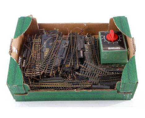 Konv. ca. 150 Fleischmann Messinggleise, Spur H0, dazu Trafo, Z 3