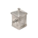 Seltene frühe Zinn-Gewürzdose um 1830, mit kleinem Einsatz, Original-Deckel mit Knauf, für Baumöl,