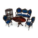 ROCK & GRANER repräsentative Salonmöbel, Blech, handlackiert, um 1870, 5-teilig, Sitzgarnitur und