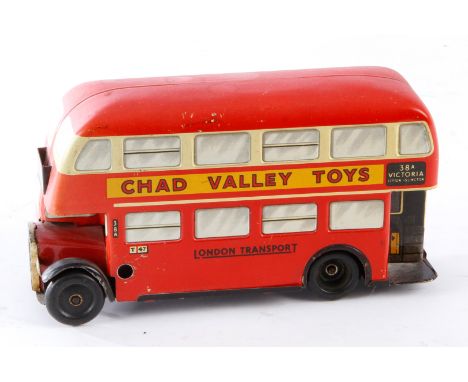 Chad Valley London-Bus, Blech, CL, Uhrwerk intakt, LS und Alterungsspuren, L 15, Z 3
