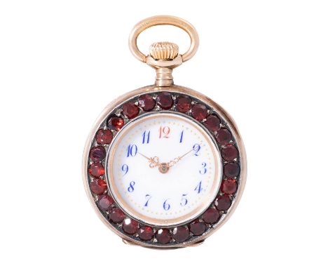 FRITZ PIGUET & BACHMANN 18K Damen Taschenuhr. 18K Rosegold mit goldenem Staubdeckel. Rückdeckel monogrammiert. Gehäuse-Nr. 12