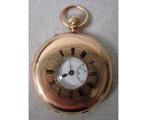 A Victorian 18ct gold Half Hunter Pocket Watch by Nicole Nielsen 14 Soho Square, London, white enamel dial signed Nicole Niel