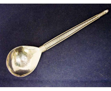 An Artificers Guild Silver silver Spoon by Edward Spencer, tapering handle with rope work decoration and hexagonal terminal, 